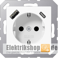 Schuko-Steckdose mit USB Typ AC alpinweiß A1520-15CAWW Jung