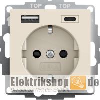 Schuko-Steckdose mit USB Typ AC cremeweiß glänzend 245903 Gira