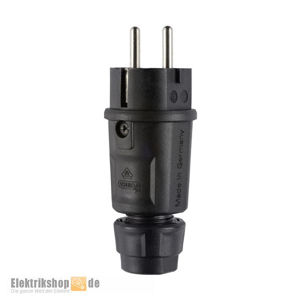 Schuko Elamid Stecker IP54 Hightech schwarz 100000064 ABL