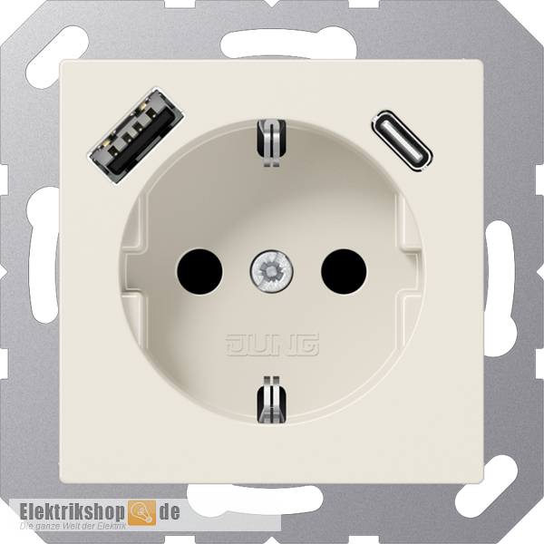 Schuko-Steckdose mit USB Typ AC weiß A1520-15CA Jung