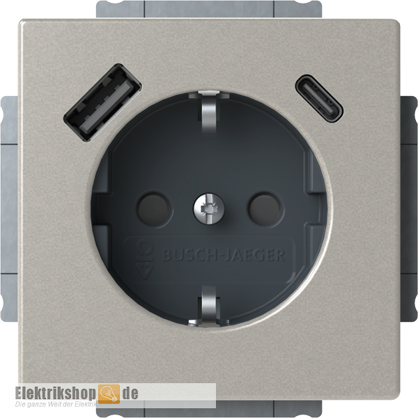 Pur Edelstahl Schuko/USB Steckdose 20 EUCB2USBAC-866 Busch Jaeger