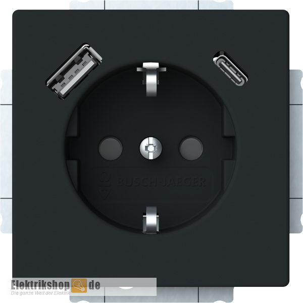 Future Linear USB-Steckdose schwarz matt 20 EUCB2USBAC-885 Busch-Jaeger