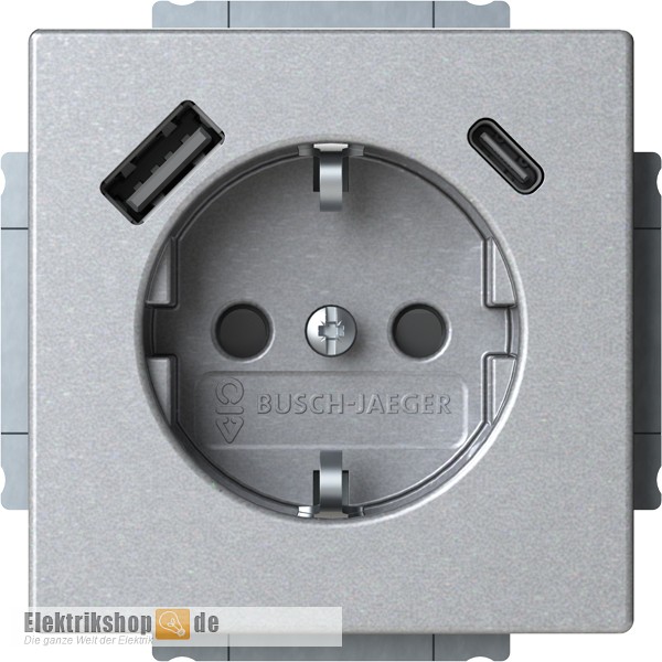 Future Linear Schuko USB-Steckdose alusilber 20 EUCB2USBAC-83 Busch Jaeger