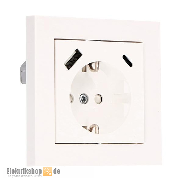 USB Steckdose USB Typ A/C Pro Charge 18W mit Rahmen weiß 2900147 EGB